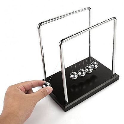 Newton's Cradle with 1 Inch Balance Balls and 7.25" x 4.6" Black Wooden Base