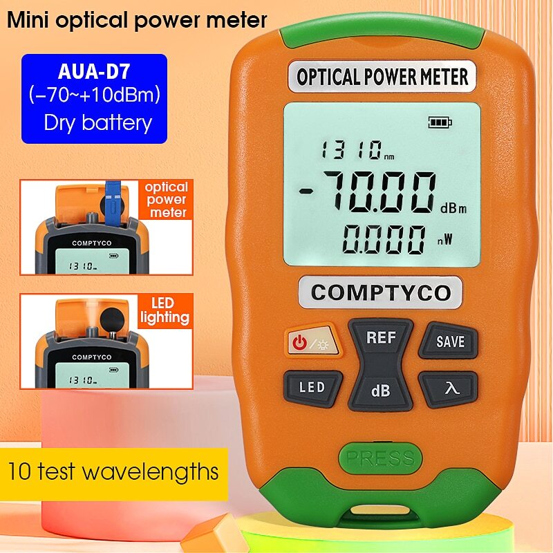 AUA-D7 Handheld Fiber mini Optical Power Meter with LED Lighting -70+10dBm