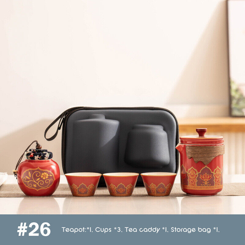 Outdoor Office Camping Tea Ceramic Set Porcelain Chinese Gongfu Tea Cup Set