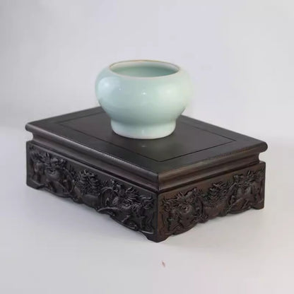 Ebony Wood Chinese Kylin Display Base Stone Figure Statue Art Bonsai Home Rack