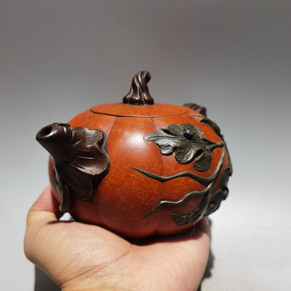 Chinese Antique Yixing Zisha Clay Exquisite Pumpkin Zisha Teapot Tea Set