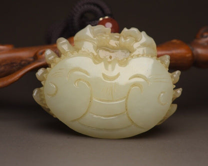 Chinese Antique Hetian Jade Carving Exquisite Statues Good Luck Pendant Jewelry