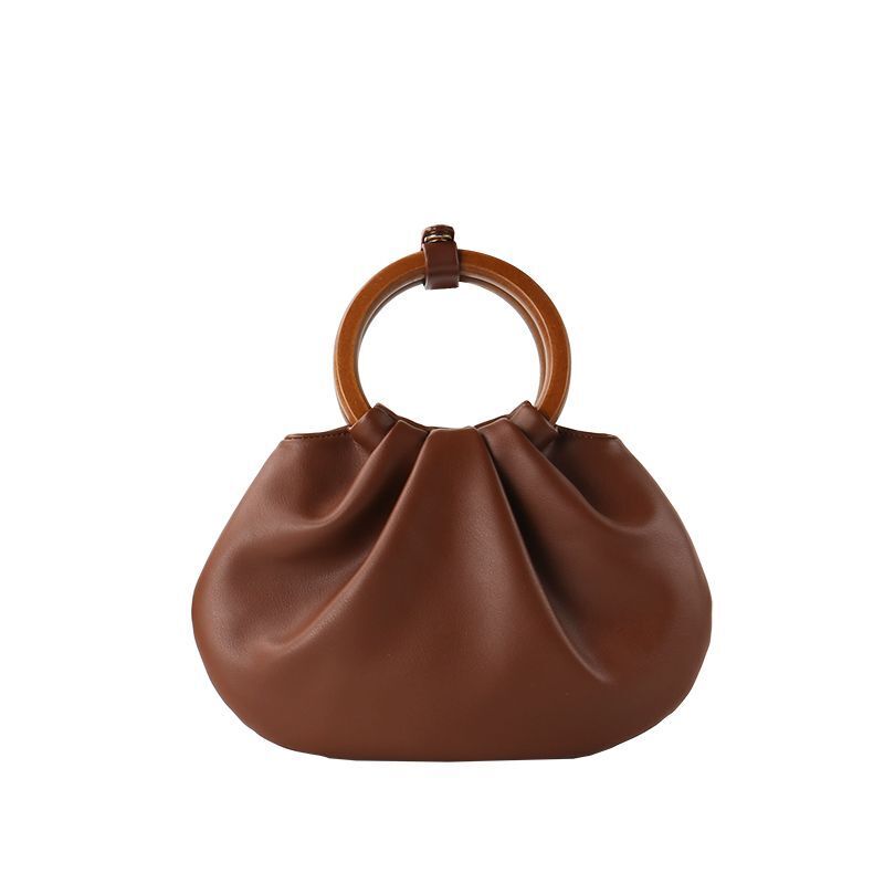 Shoulder Bags Wooden Handle Handbag Synthetic Leather Crossbody Bag Small Purses