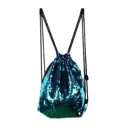 Fashion Color Changing Sequins Drawstring Bags Outdoor Sports Backpack Polyester