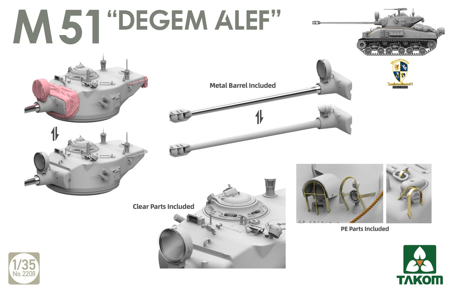 TAKOM 2208 1/35 M51 "DEGEM ALEF" Tank Military Static Assembly Model Kit