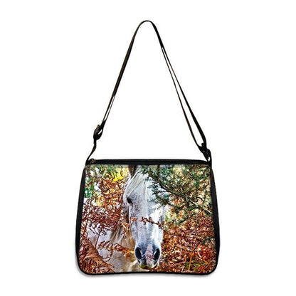 Horse Print Handbag Canvas Shoulder Bag Messenger Bags Travel Crossbody Nylon
