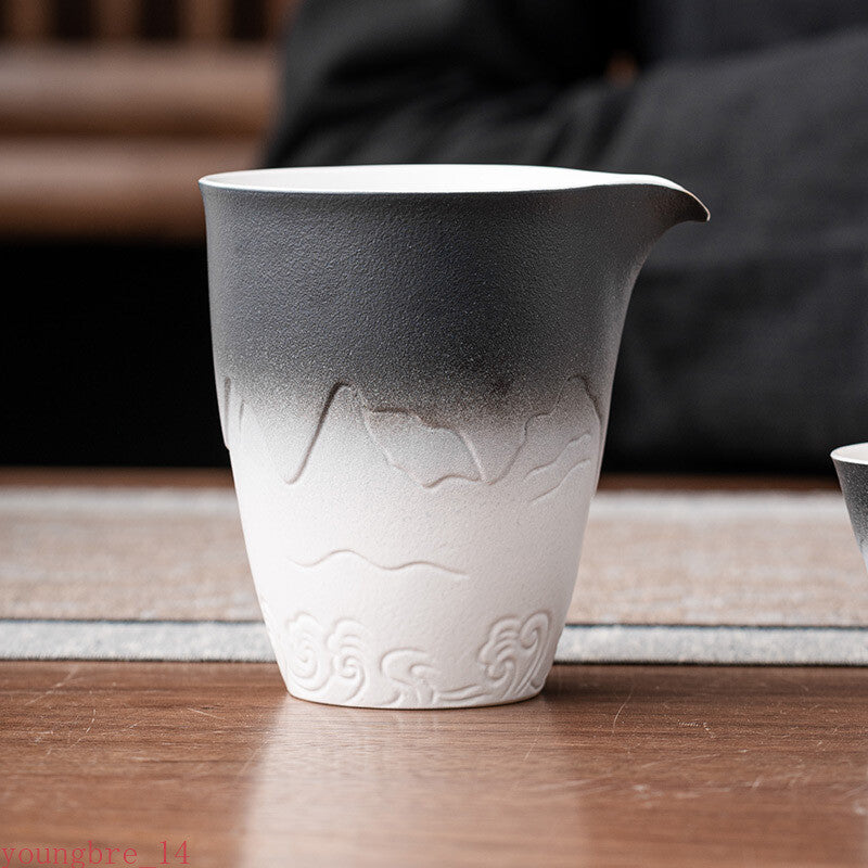 280ml Retro Gradual Change Glaze Ceramic Fair Cup Kung Fu Teaset Accessories