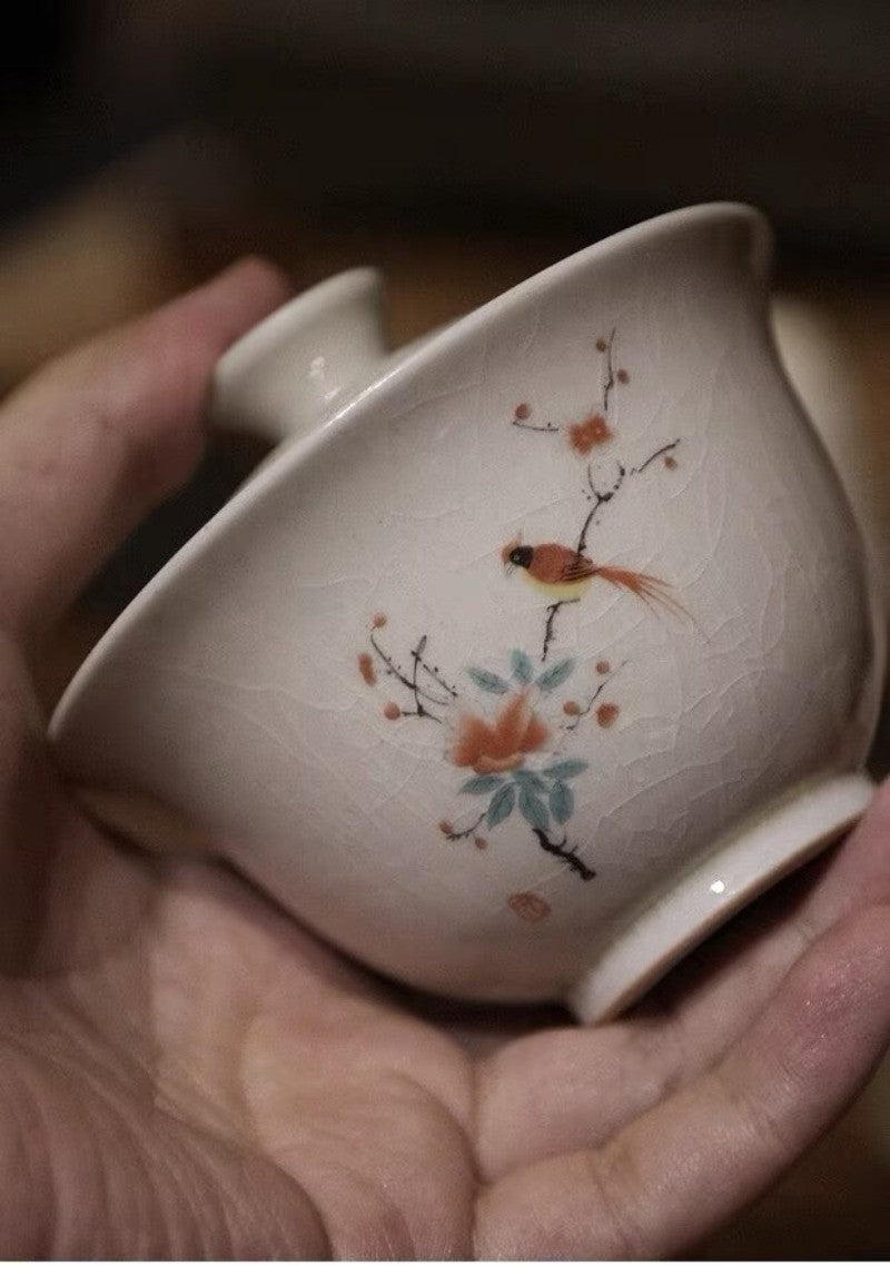 200ml Jingdezhen Gaiwan Teacup Ceramic Kung Fu Tea Set Bowl Chinese Tureen Decor