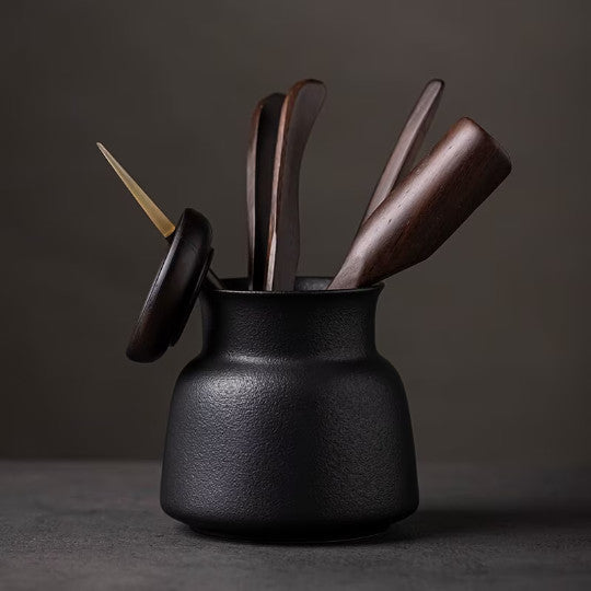 Black Crockery Ceramic Tea Ceremony Set Tea Accessories