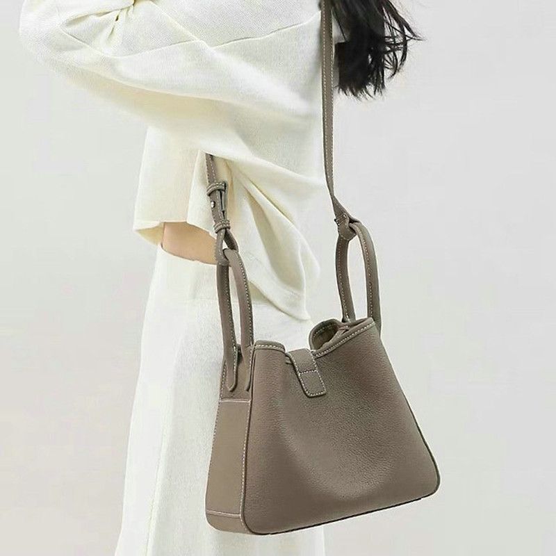 Genuine Cow Leather Shoulder Bags Large Tote Versatile Bucket Handbag Purse 1 PC