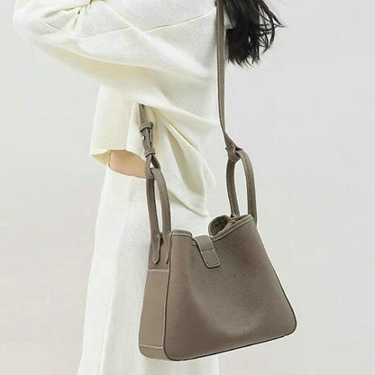 Genuine Cow Leather Shoulder Bags Large Tote Versatile Bucket Handbag Purse 1 PC