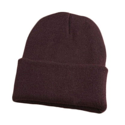 Beanie Hat Men Women Plain Knit Ski Cap Warm Elastic Skull Winter Cuff Thermal