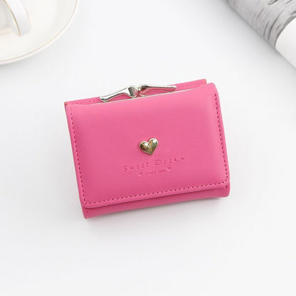 Small Wallet Loving Heart Short Wallet Card Holder Coin Purse Clutch Bags Hasp