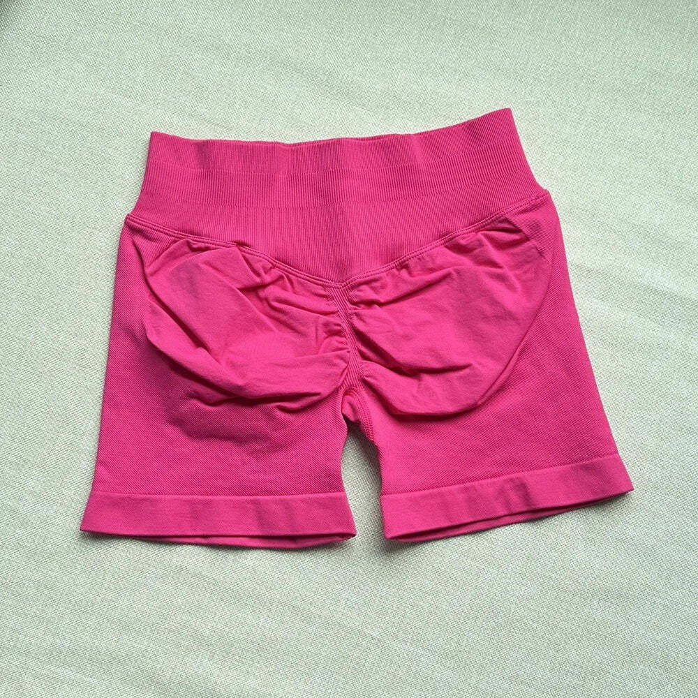 Seamless Ribbed Yoga Shorts Scrunch Lift
