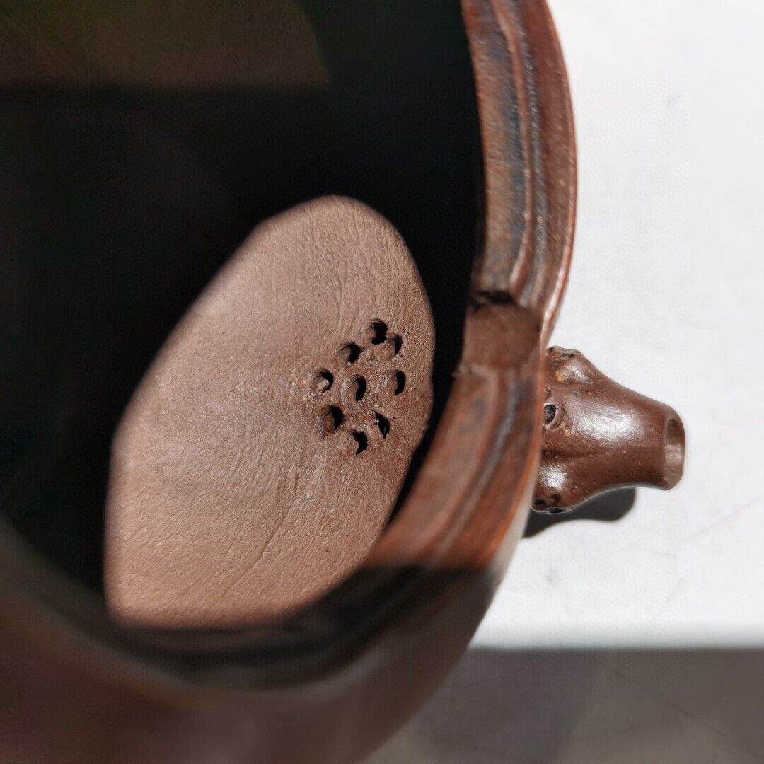 Vintage Chinese Yixing Purple Clay Teapot Zisha Ceremony Carving Collectible Art