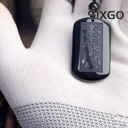 ‌Hand Carved Black Jade Taoist Amulet Five Sacred Mountains Protection Pendant‌