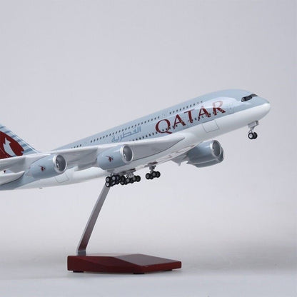 46CM 1:160 QATAR AIRBUS A380 Passenger Plane Landing Gear Resin Aircraft Model