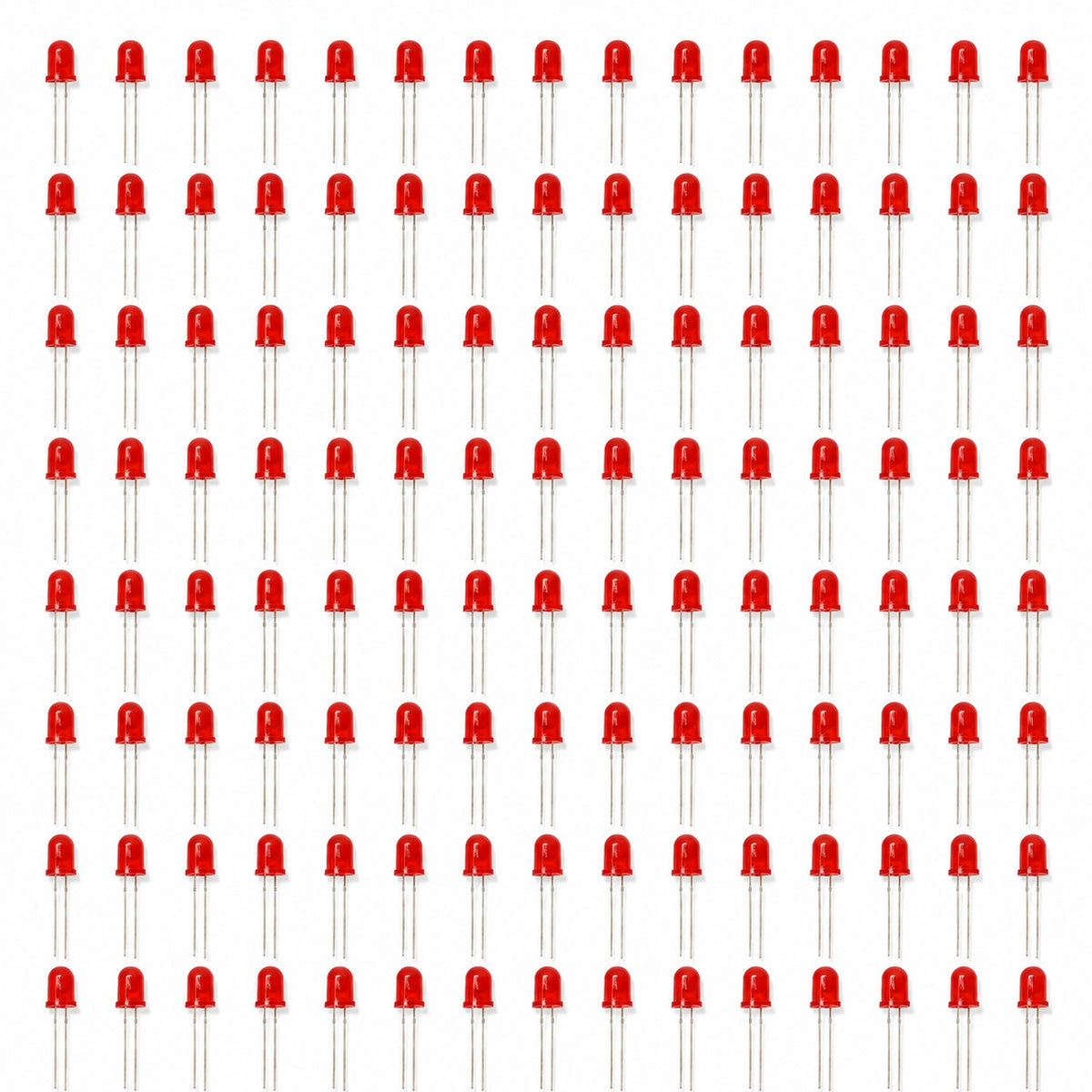 10mm Jumbo Red Diffused LED, 2-Pin Round, 1.8-2.2V 20mA - 100 Pack