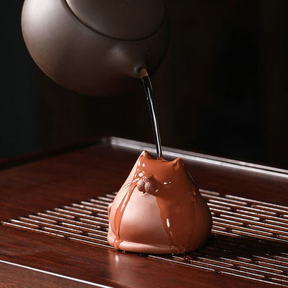 Purple Sand Tea Pet Cat Ornaments Can Raise Tea Set Accessories Handmade Cute Mi