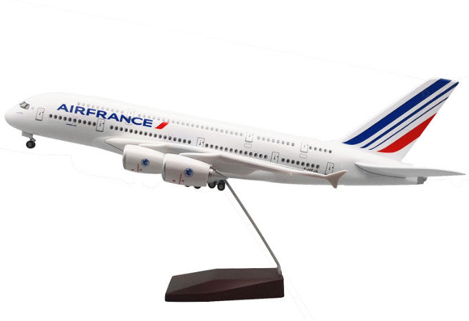 46CM AIRFRANCE AIRBUS A380 Airplane Led Sound-controlled Light Resin Plane Model