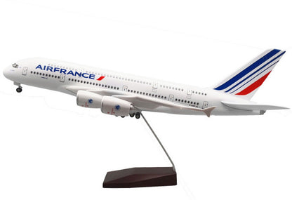 46CM AIRFRANCE AIRBUS A380 Airplane Led Sound-controlled Light Resin Plane Model