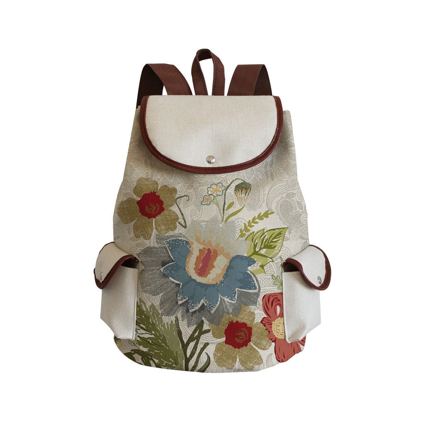 Vintage Drawstring Backpacks Large Practical Portable Linen Shoulders Bags 1 PC