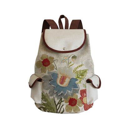 Vintage Drawstring Backpacks Large Practical Portable Linen Shoulders Bags 1 PC