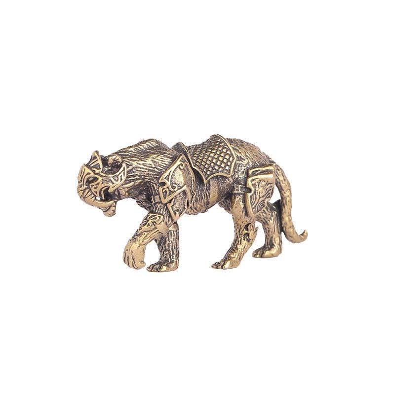 Pure Brass Saber-Toothed Tiger Ornament Armor Tiger Model Tea Pet Paperweight
