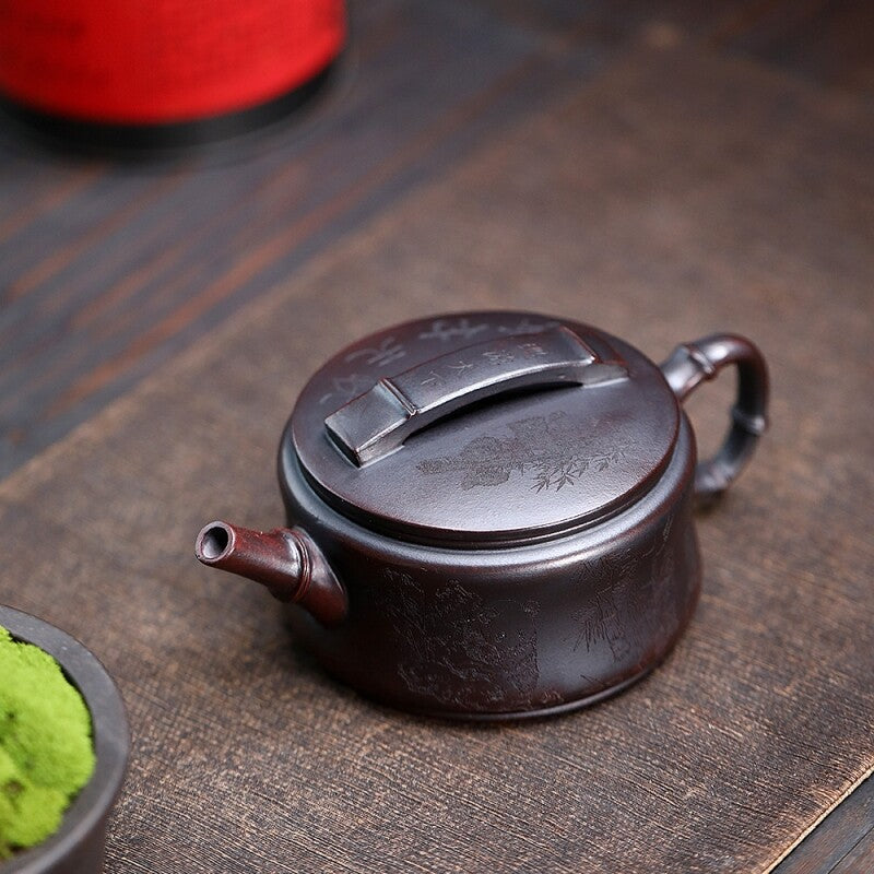 Handmade Tea Pot Panda Carved Real Yixing Zisha Clay Pot Ball Shaped Infuser New