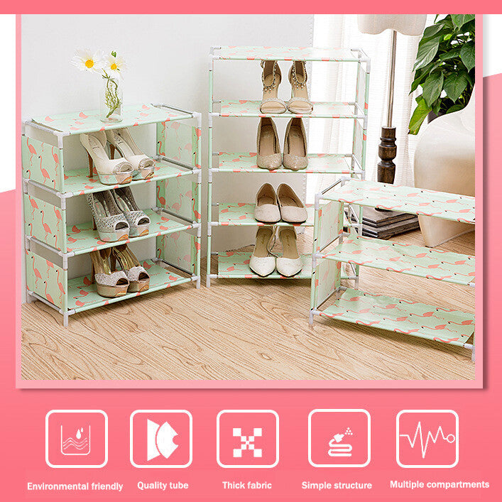4-Tier Stackable Shoe Rack, Expandable & Adjustable Shoe Shelf Storage Organizer