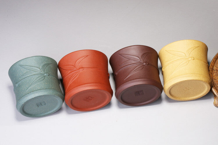 Puer Tea Real Yixing Zisha Tea Cup Marked Bamboo Relief Master Cup Of Tea China