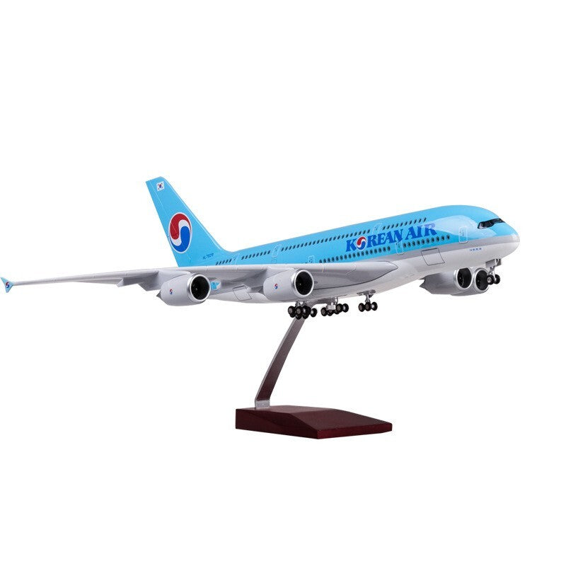 45CM 1:160 Korean Air Model Airlines Airbus A380 Resin Airplane Lamp Sound Model