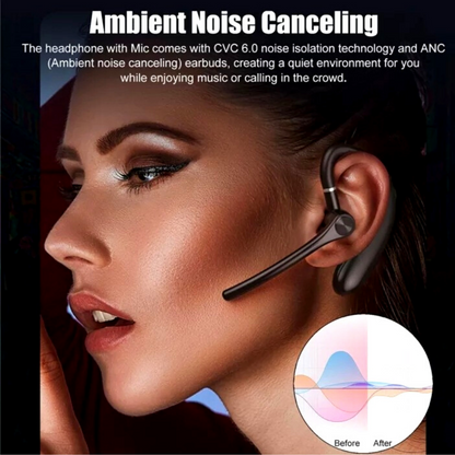 Wireless Bluetooth 5.0 Earpiece Noise Cancelling Headset Driving Trucker Earbuds