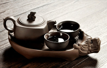 Creative Water Storage Tea Tray Turtle Statue Yixing Purple Clay Holder Plate