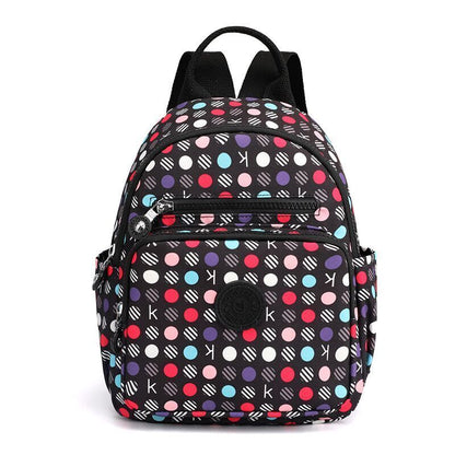 Small Backpack Flower Printing Shoulder Bag Waterproof Nylon Rucksack 20L Zipper