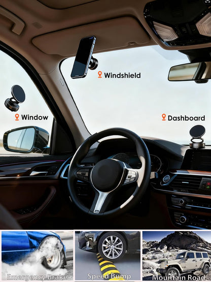 Vacuum Magnetic Car Phone Holder with Strong Magnets, 360° Adjustable Dash Cell