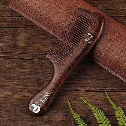 Natural Sandalwood Comb Panda Design Golden Sandalwood Hair Comb 20cm