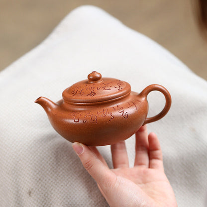 Original Ore Real Yixing Zisha Jiangpo Clay Tea Pot Chinese Handmade Carved Pot