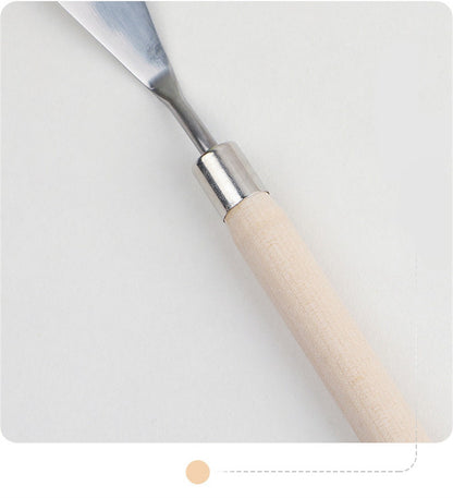 Gouache Oil Paint Scraper Set Wooden Stainless Steel Spatula Palette Art Tools