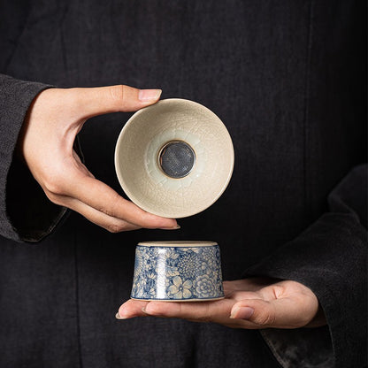 Ru Kiln Fair Filter Tea Filter Blue and White Tea Strainer Ceramic Tea Set
