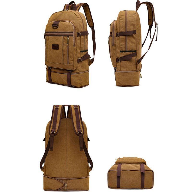 Large Canvas Bag 60 L Traveling Multi Functional Wear Resistant Durable Backpack