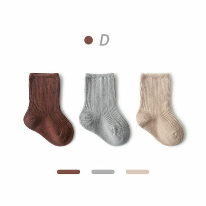 Socks 3 Pairs Baby Girl Boy Toddler Cotton Clothes Accessories Pure Color Combed