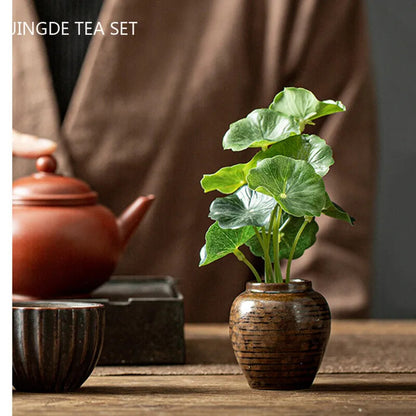 Creative Ceramic Mini Tea Pet Decoration Tea Tray Simulation Flower Small Vase