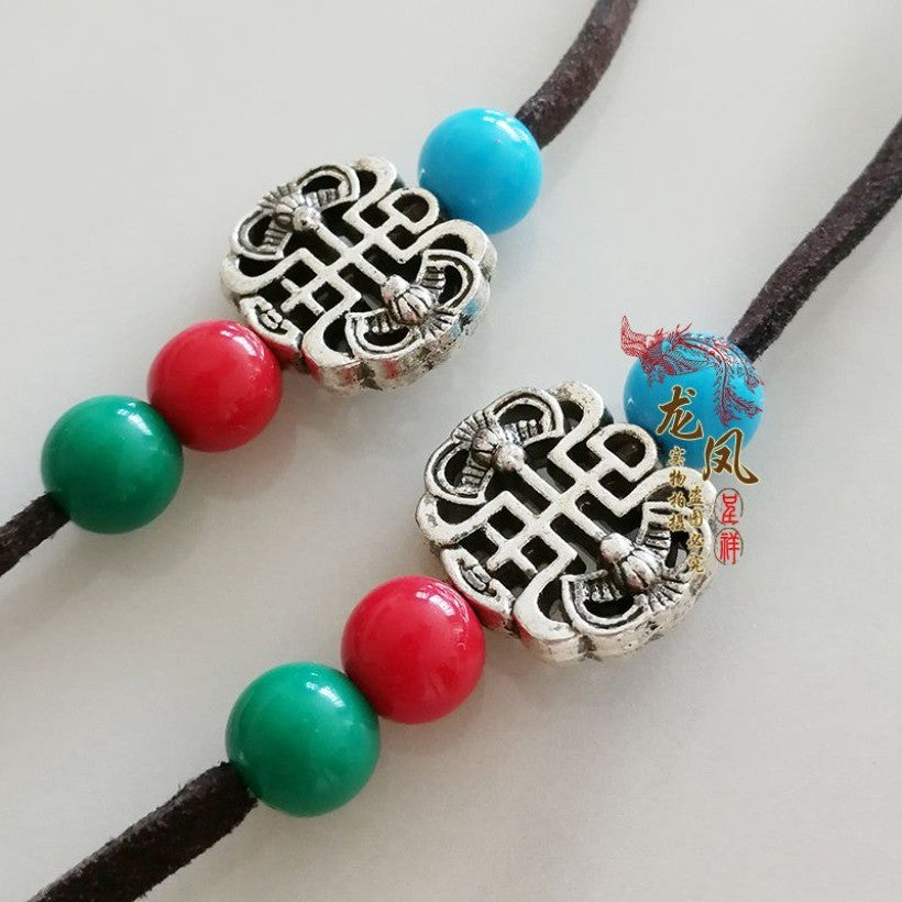 Ethnic Style Leather Rope Sweater Chain Vintage Handmade Long Necklace Boho