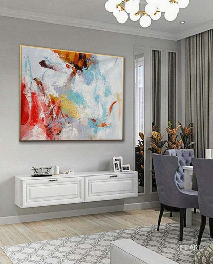 Handmade Canvas Painting Wall Art Bright Colorful Abstract Painting Wall