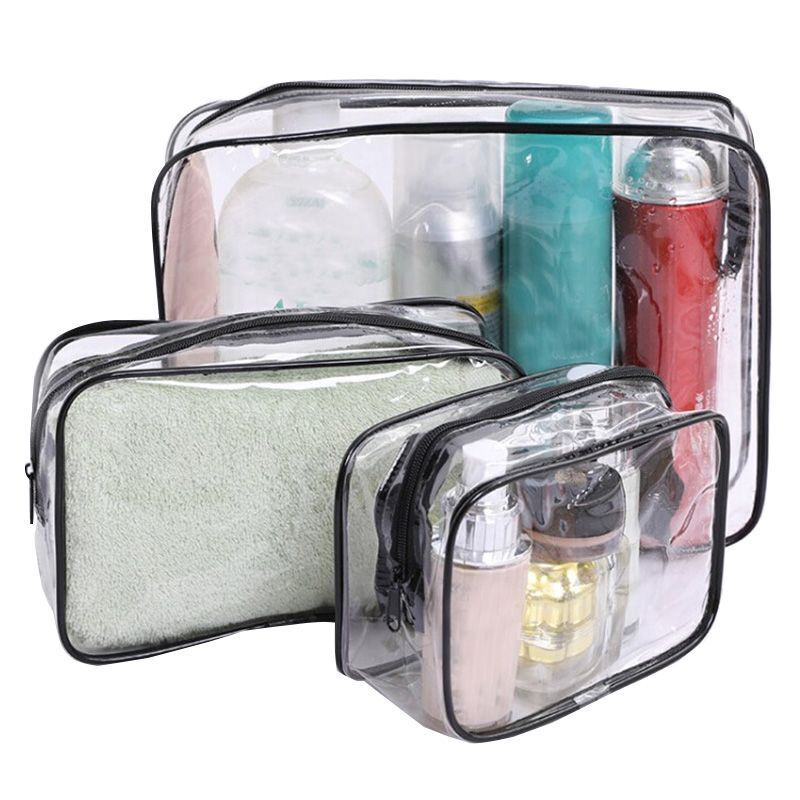 Transparent Cosmetic S/M/L Bag Zipper Clear Makeup Bags Travel Organizer Storage