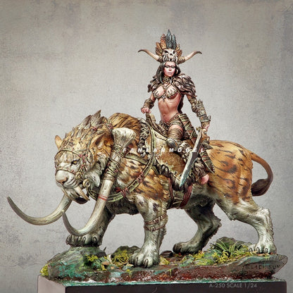 1:24 resin figure model Cougar Hunter Female Rider Unassembled unpainted