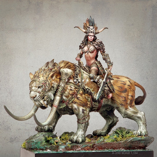 1:24 resin figure model Cougar Hunter Female Rider Unassembled unpainted