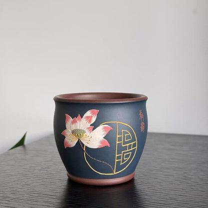 200ml Chinese Tea Cup Handmade Lotus Flower Relief Original Ore Yixing Zisha Cup