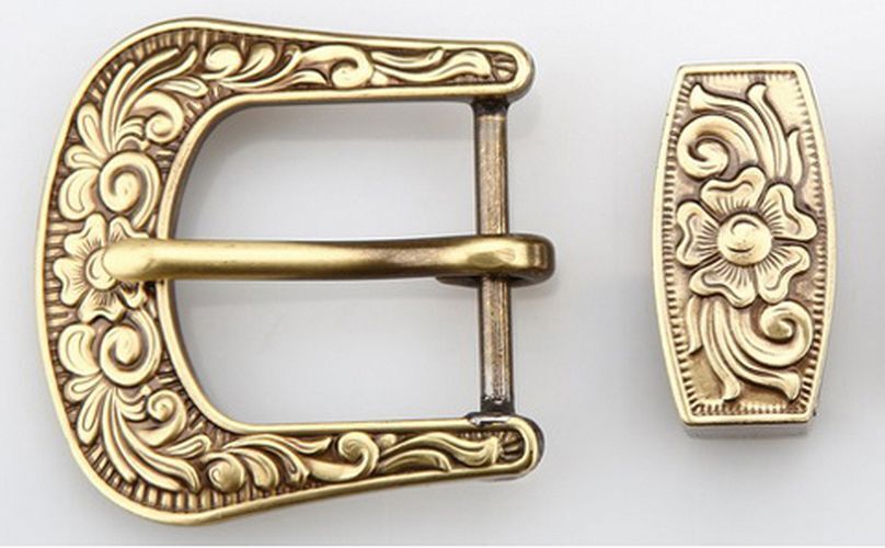 Men Belts Buckle Pin 35 40mm Inner Width Solid Brass Copper Carved Leather Craft